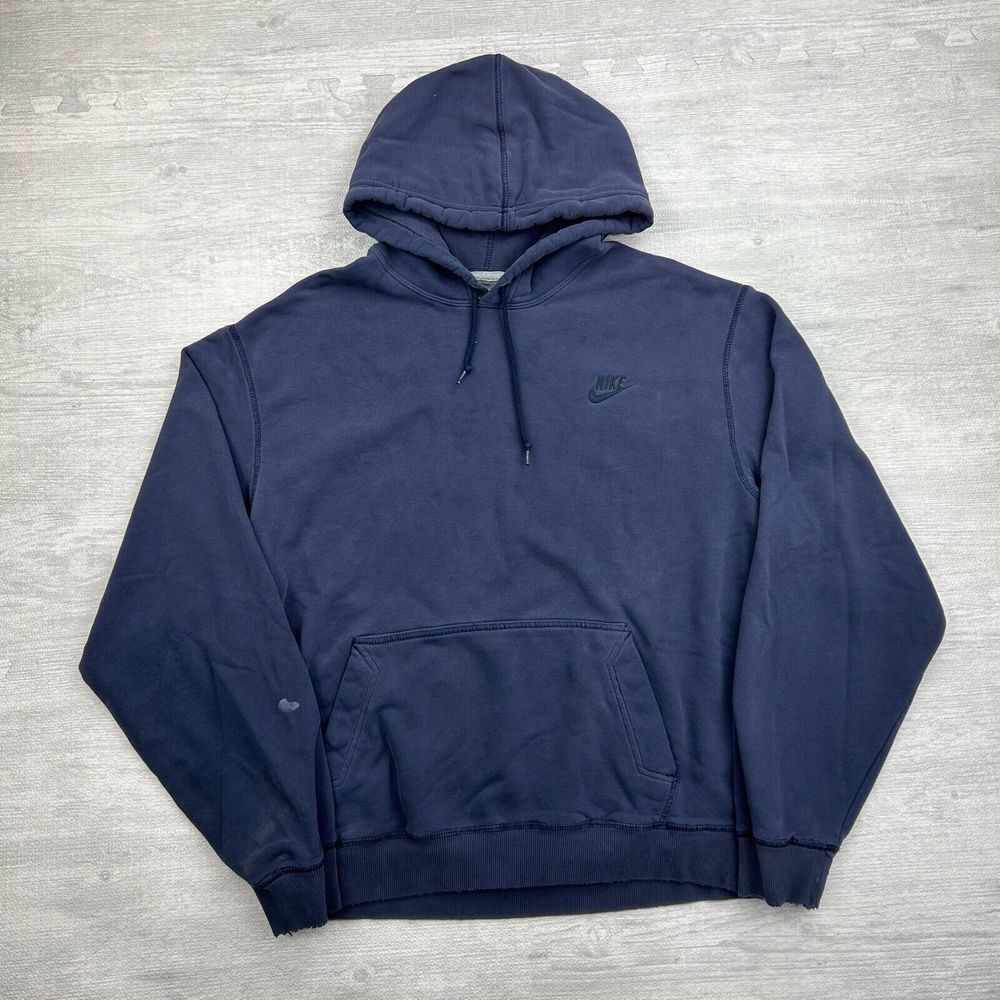 Nike Sportswear Sweatshirt Adult Large Navy Blue Hoodie Small Swoosh Tonal